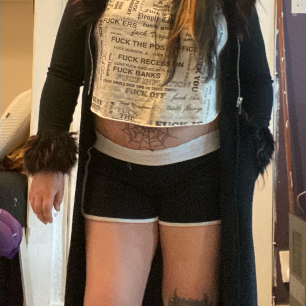 Dolls Kill Black Cape with Faux Fur Trim